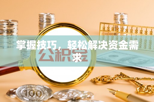 师宗掌握技巧，轻松解决资金需求