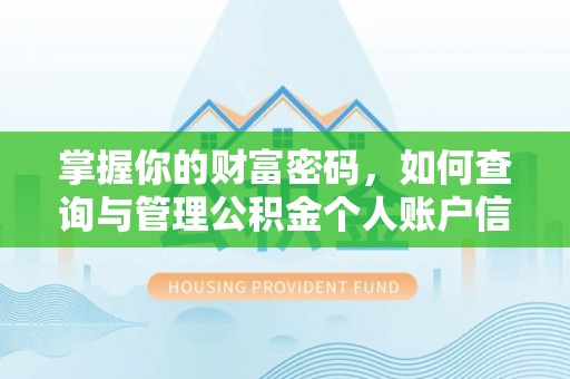 师宗掌握你的财富密码，如何查询与管理公积金个人账户信息
