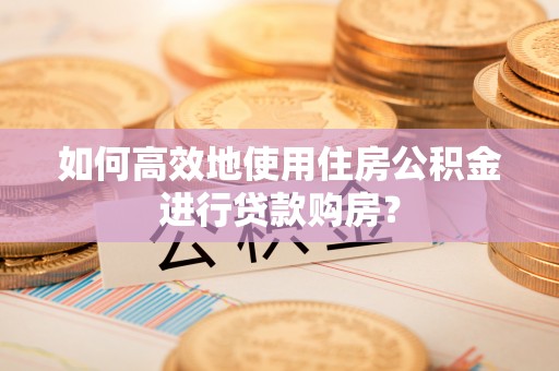 师宗如何高效地使用住房公积金进行贷款购房？